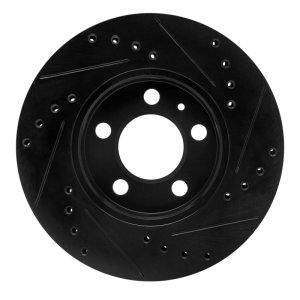 Volkswagen VENTO Brake Rotor (1) - Front Left - R1 Concepts - Drilled & Slotted - Black - `03-`18
